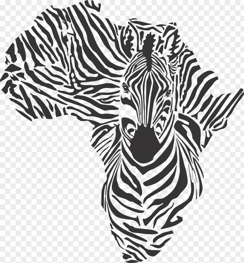 Decorative Map Africa Zebra PNG