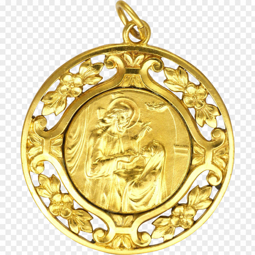 Classical Medal Locket 01504 Gold PNG
