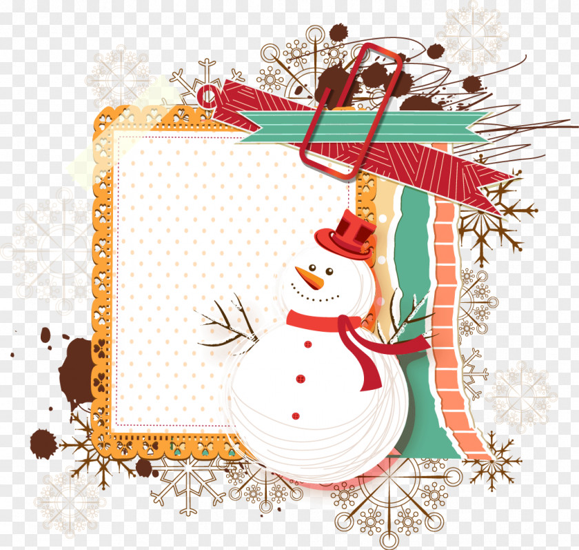 Vector Illustration Snowman Frame PNG