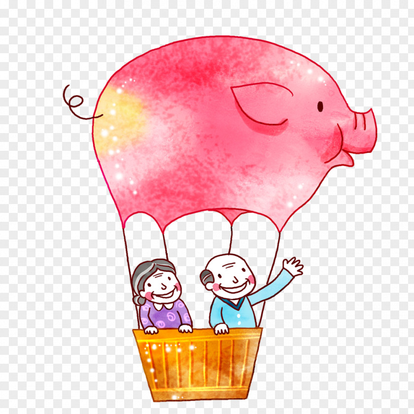 Cartoon Hot Air Balloon Children's Day Painting PNG