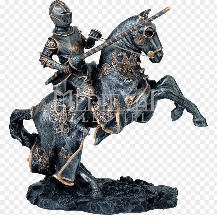 Hand-painted Woman Knight Bronze Sculpture Statue Horse PNG