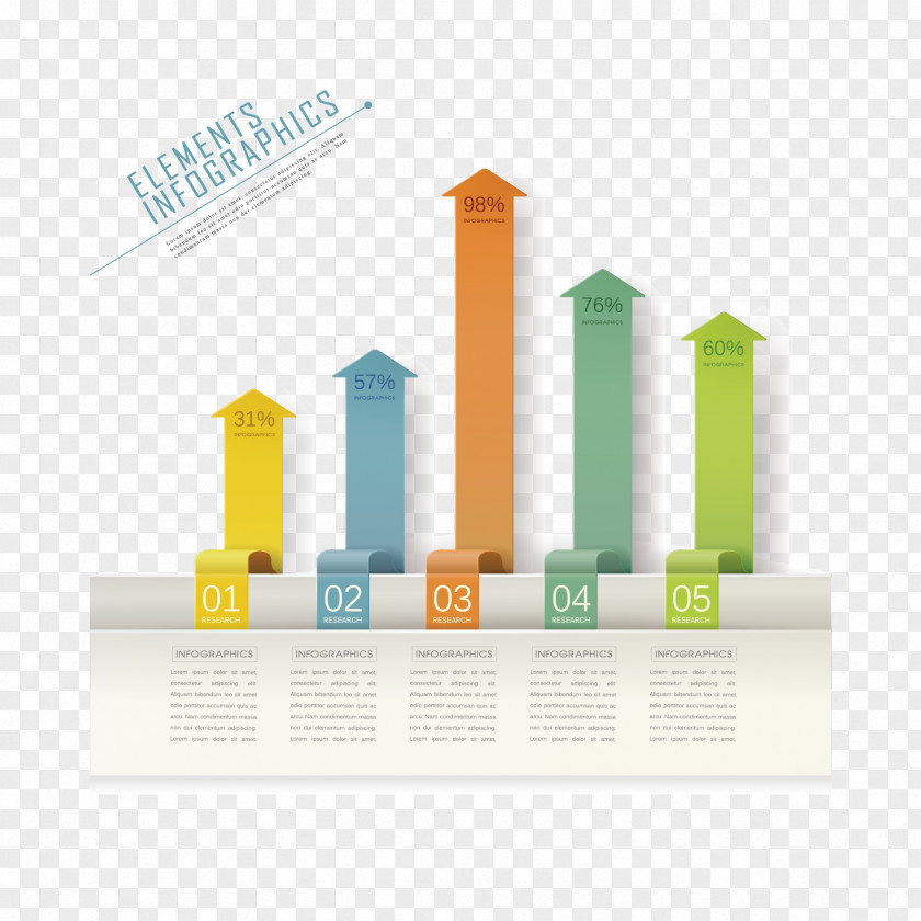 Vector Colored Arrows Bar Chart Infographic Element Classification PNG