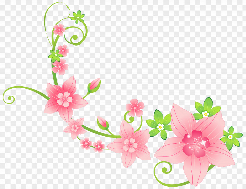 Floral Pink Flowers Design Clip Art PNG