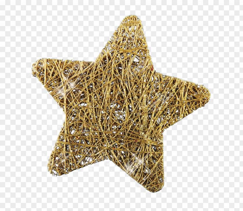 Gold Star Christmas Ornament Brown PNG