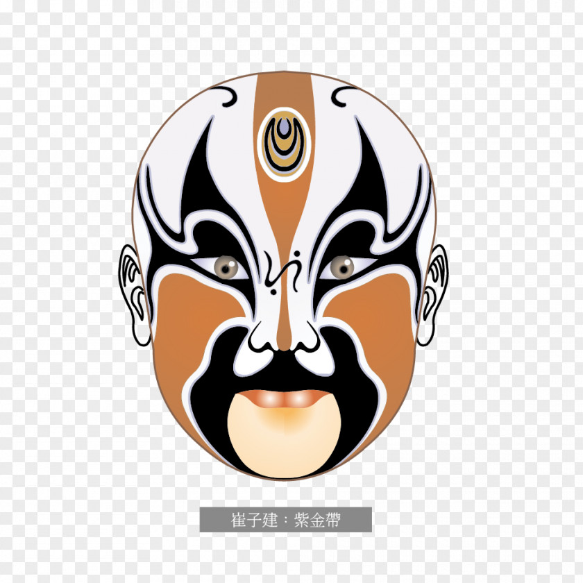 Peking Opera Cui Zijian Purple Belt Beijing Mask Chinese PNG