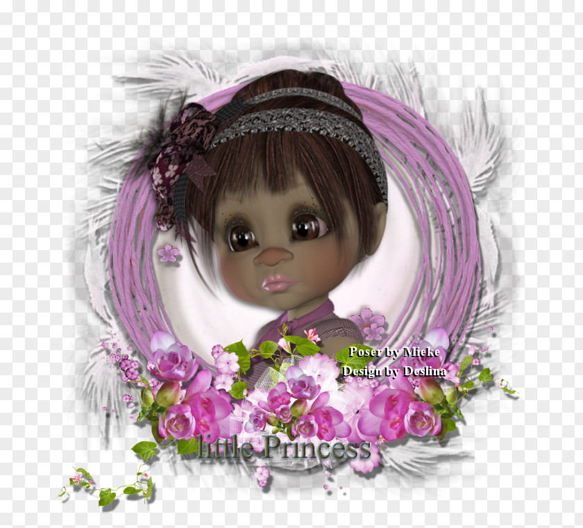 Permission Artificial Flower Brown Hair Poseur Doll PNG