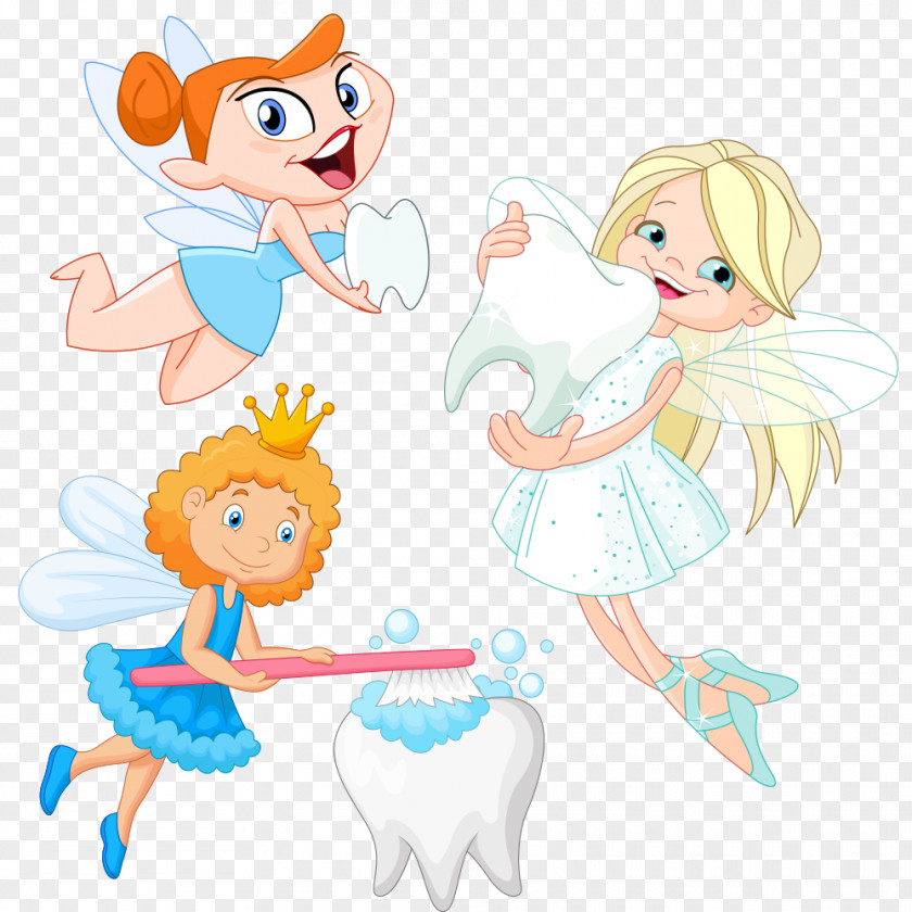 Angel Loves Healthy Teeth Tooth Brushing Cartoon Drawing Illustration PNG