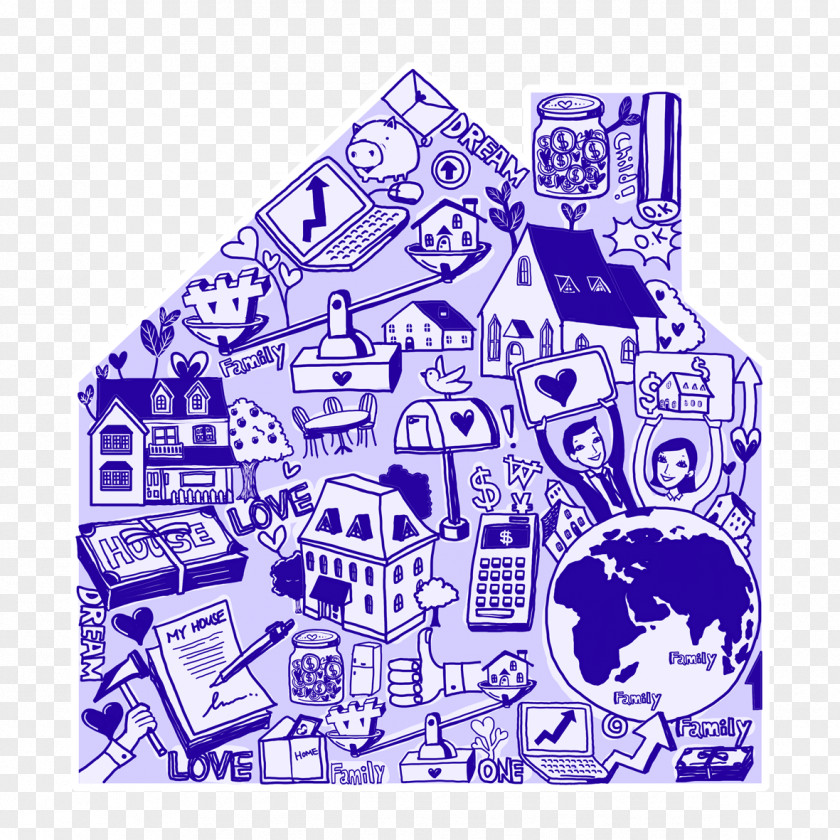 Purple House Model Illustration PNG