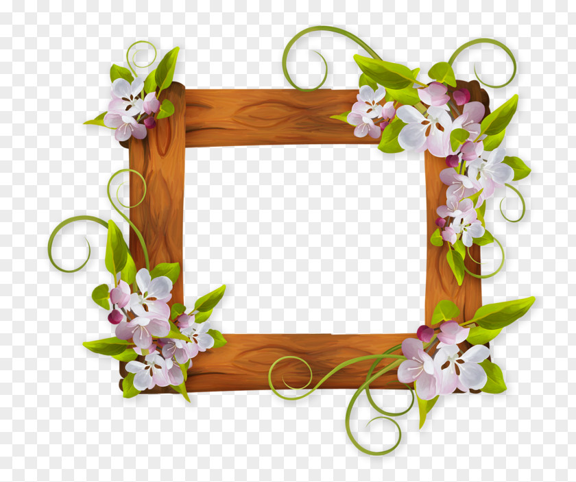 Wood Floral Design Picture Frames Clip Art PNG