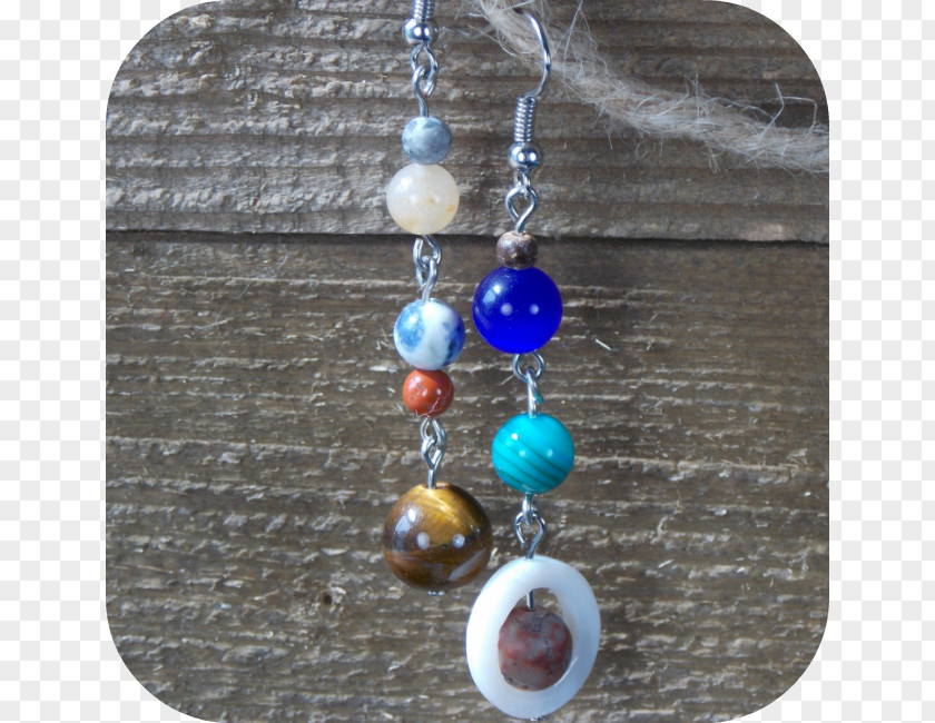 Lollipop Planets Turquoise Earring Cobalt Blue Bead PNG