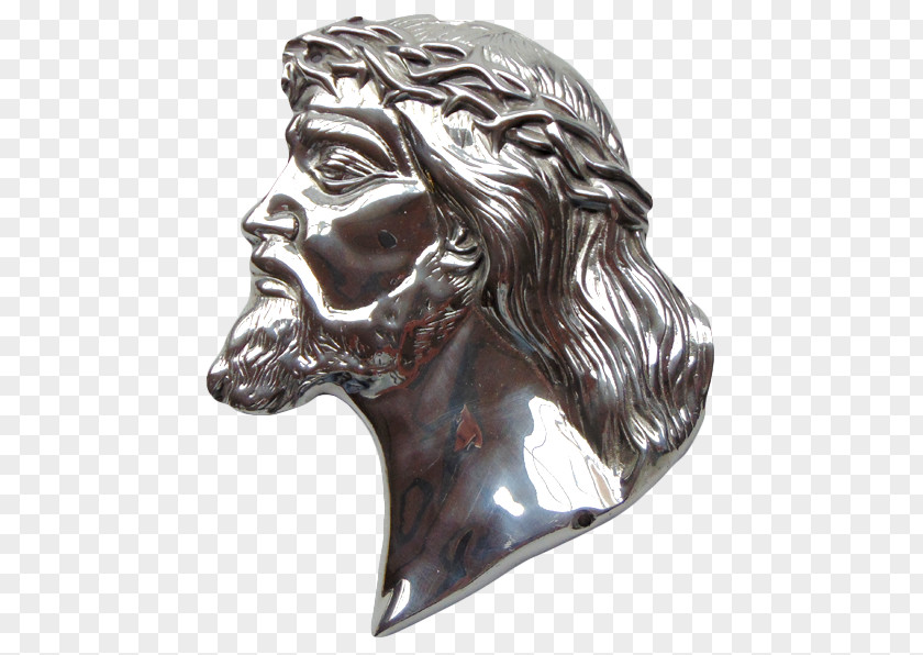 Cementery Divinity Bronze Sculpture Face Silver PNG