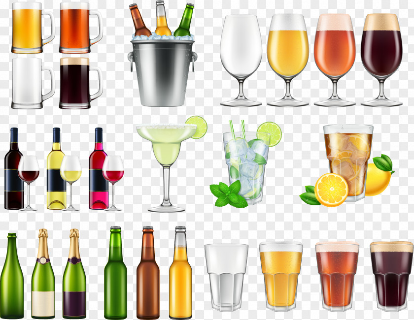 Drink Vector Material Beer Glass Bottle Cup PNG