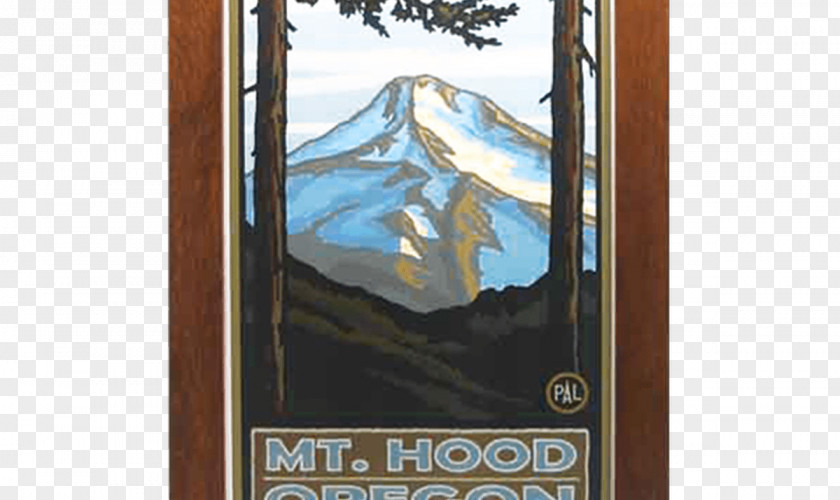 Solid Wood Border Mount Hood Portland Poster Art Columbia River Gorge National Scenic Area PNG