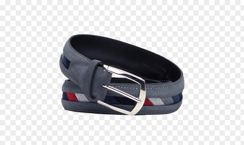 Bo Men's Suede Belt Hit Color Buckle PNG