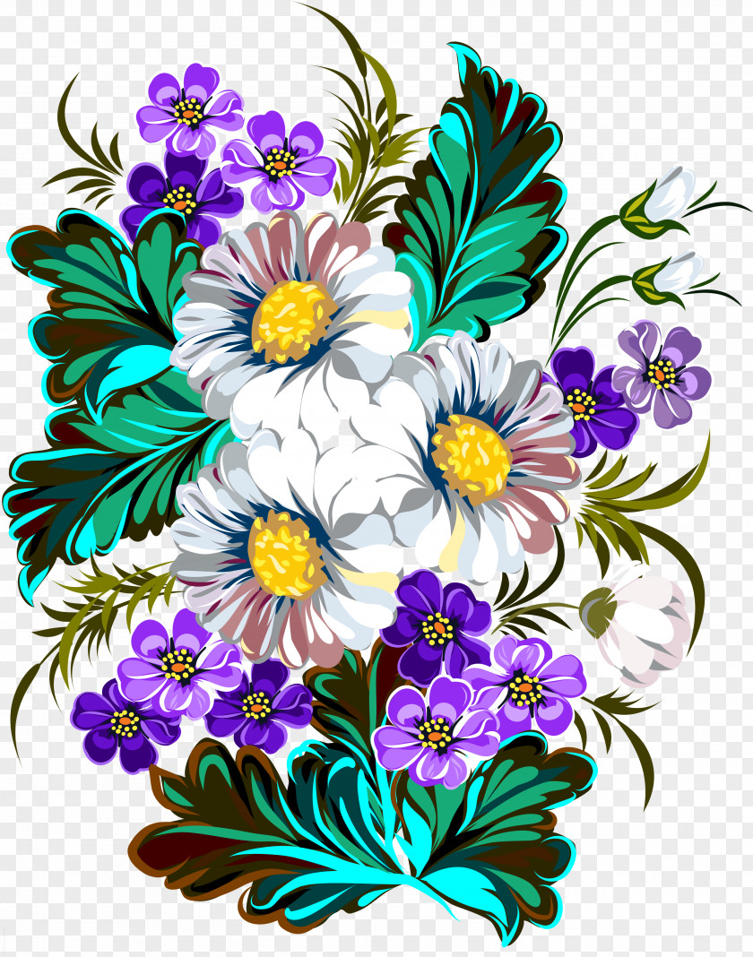 Chrysanthemum Flower Floral Design Watercolor Painting PNG