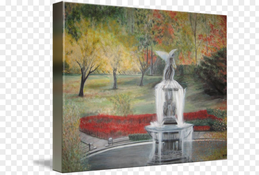 Painting Bethesda Terrace And Fountain Landscape Canvas Print Art PNG