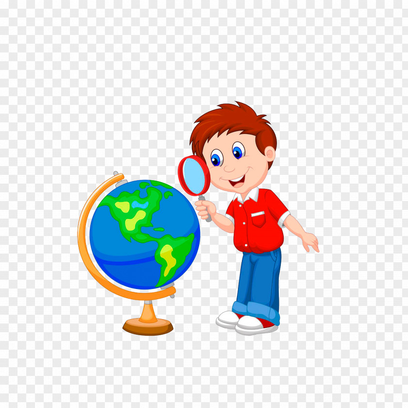 Use A Magnifying Glass To Observe The Globe Geography Class Clip Art PNG