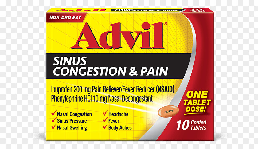 Tablet Nasal Congestion Ibuprofen Paranasal Sinuses Ache Decongestant PNG