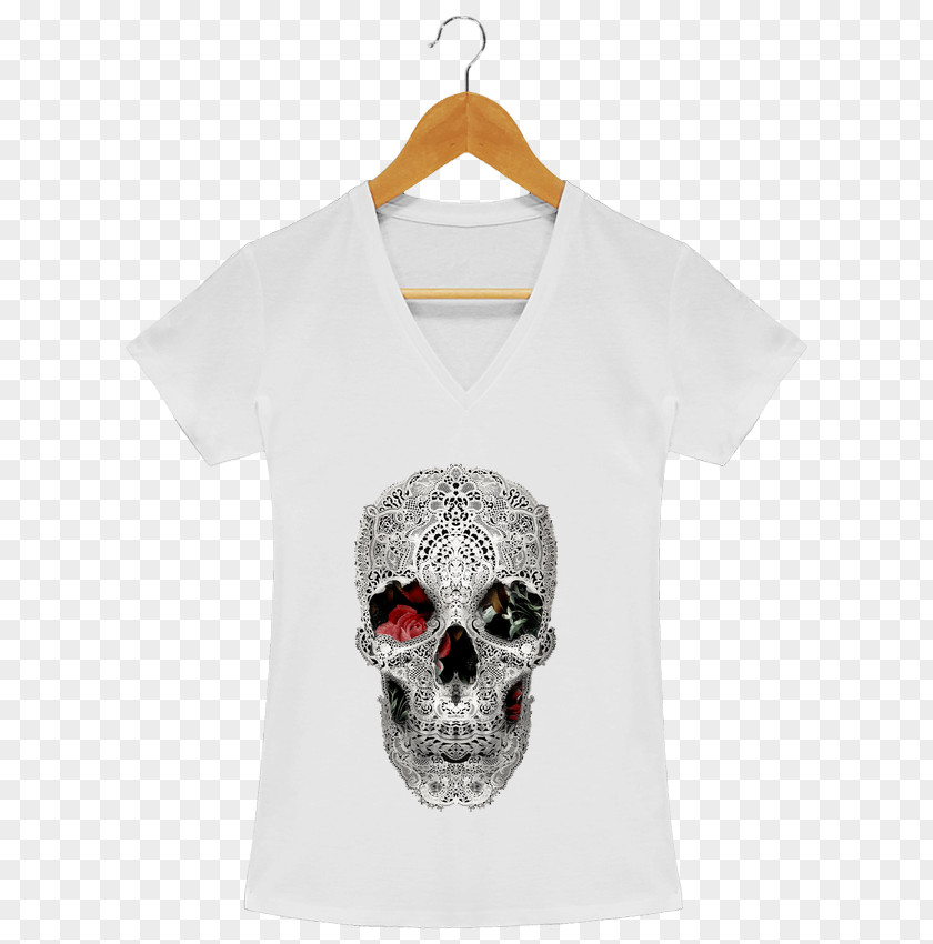 Ali T-shirt Lace Skull Light Neck PNG