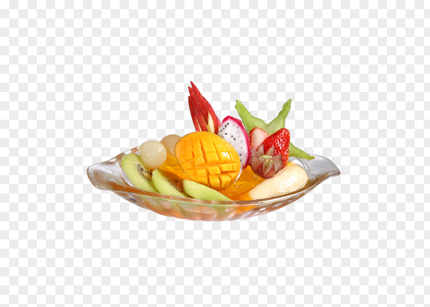 Fruit Salad On The Plate Crystal Ice Cream Italian Cuisine PNG