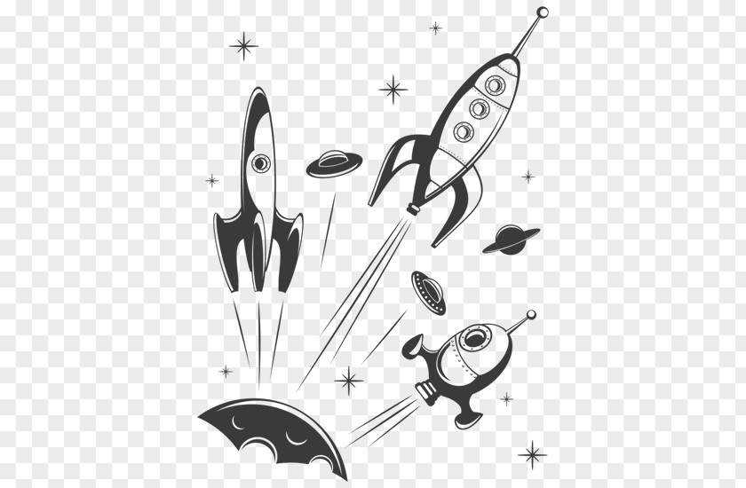 Wall Decal Spacecraft Outer Space Astronaut Drawing PNG