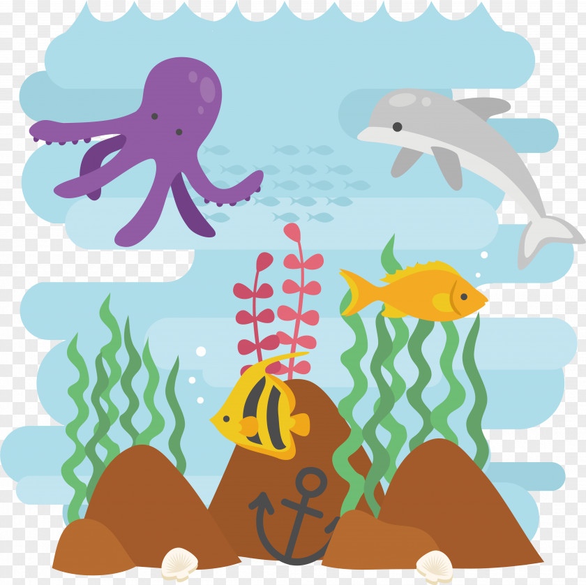Marine Illustration Design Seabed Seagrass Biology Cartoon PNG