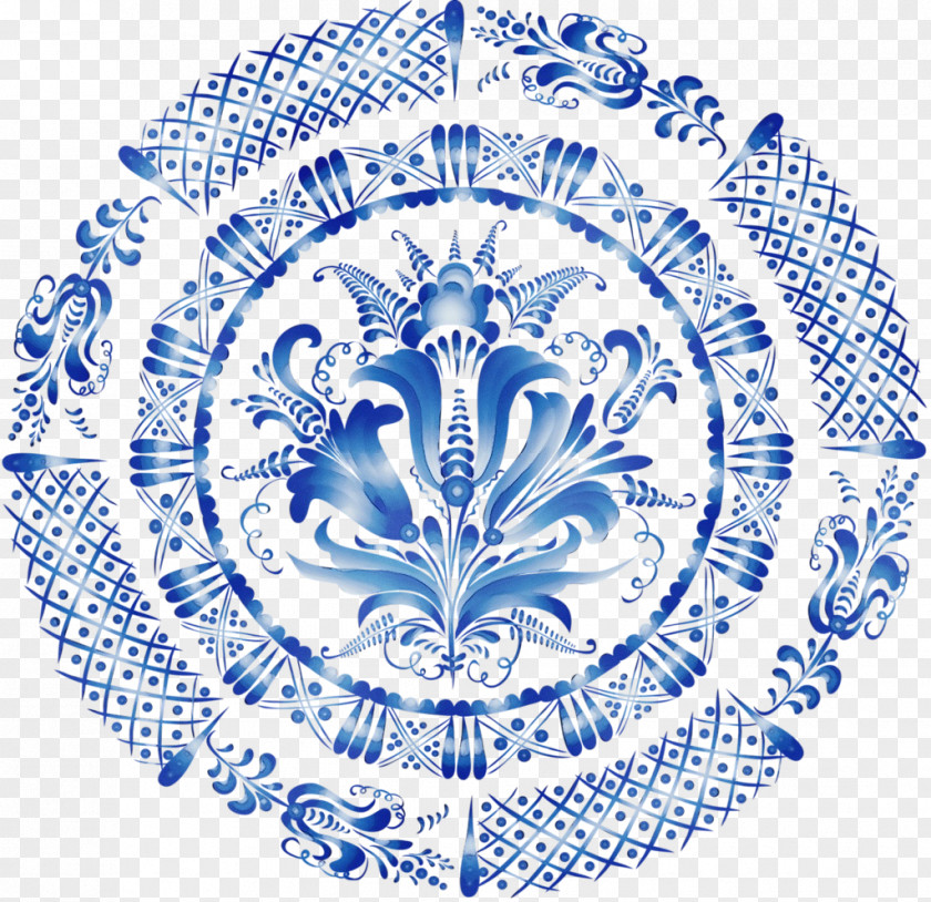 Symmetry Blue And White Porcelain Pattern PNG