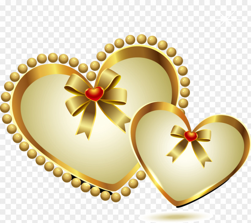 Gold Heart-shaped Pattern Heart PNG