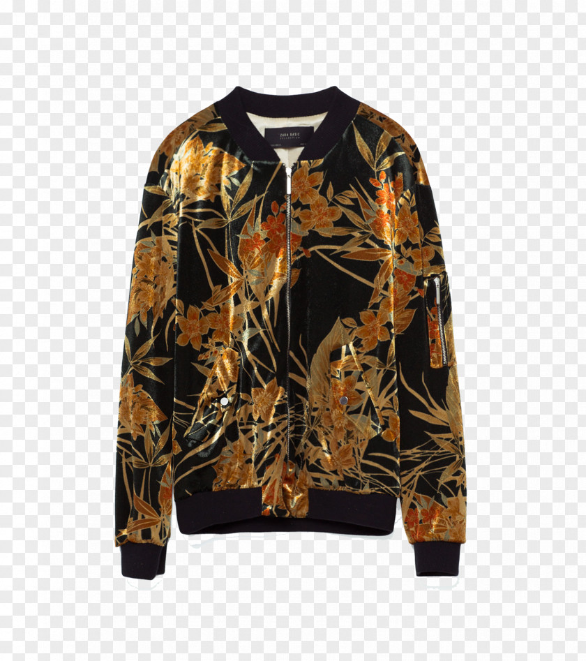 Zara Printed Bomber Jacket Flight MA-1 Velvet PNG