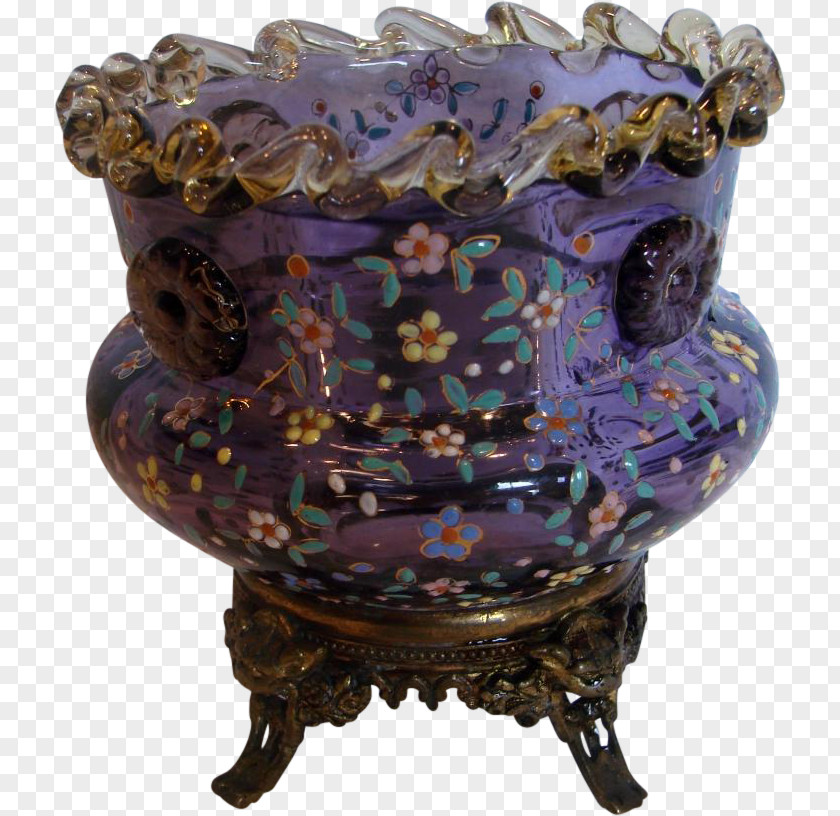 Bohemia F;ower Vase Glass Art Bohemian PNG