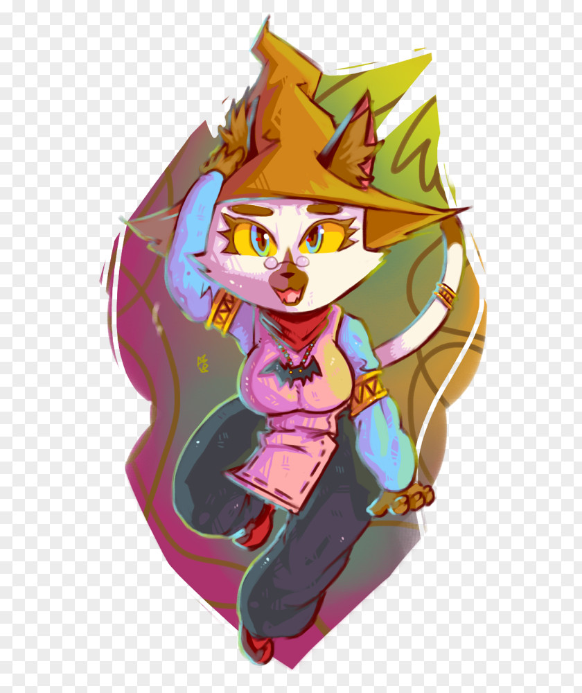 Witch Cat Illustration Animated Cartoon Legendary Creature PNG