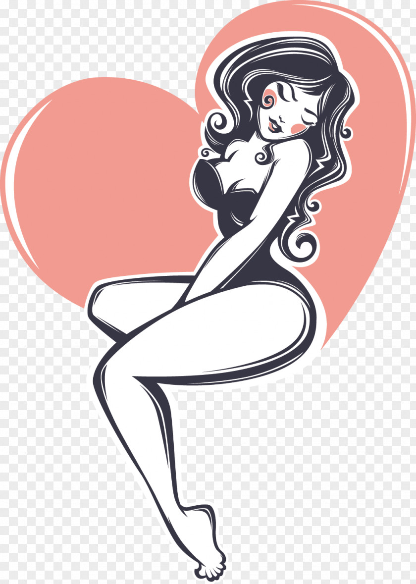 Pin-up Girl Cartoon Euclidean Illustration PNG girl Illustration, sexy girl, black haired woman clipart PNG