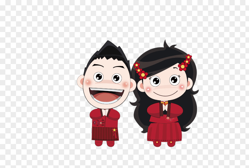 Bride And Groom Wedding Chinese Marriage Cartoon PNG