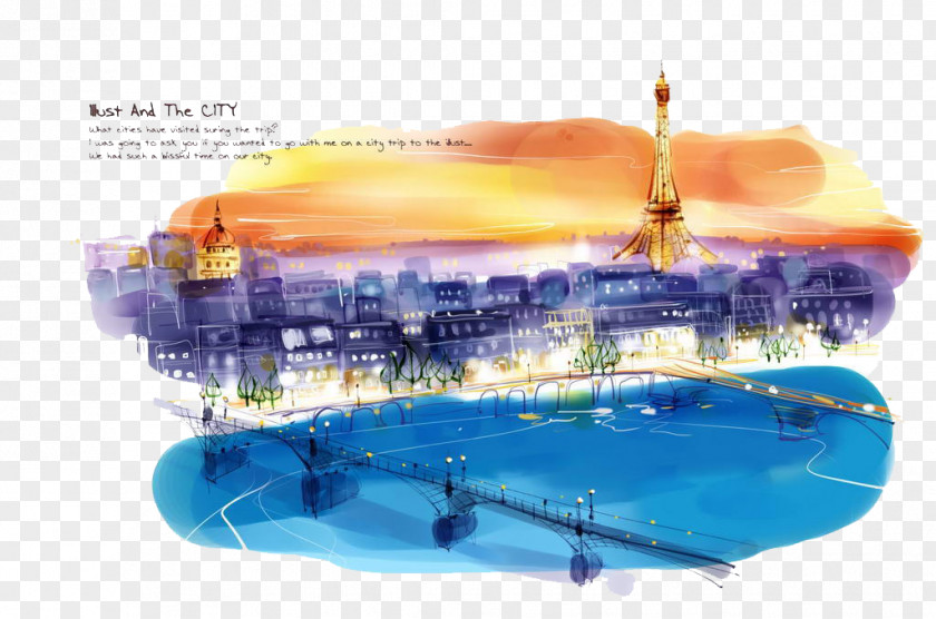 City Eiffel Tower Drawing Illustration PNG