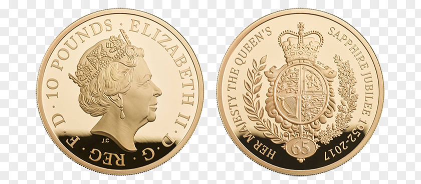 New British Currency Gold Coin Sapphire Jubilee United Kingdom PNG