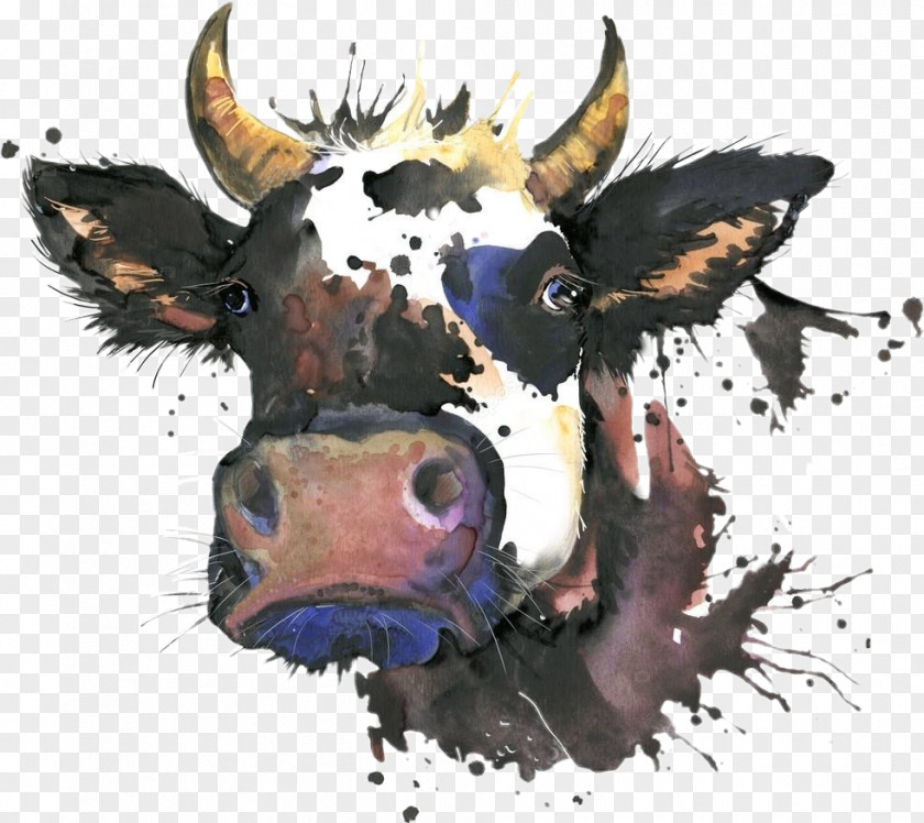 Painting Holstein Friesian Cattle Angus Dairy Watercolor Image PNG