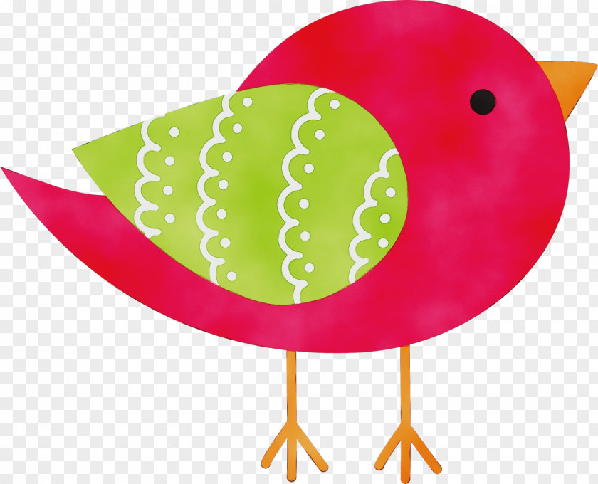 Bird Pink Leaf Watercolor PNG