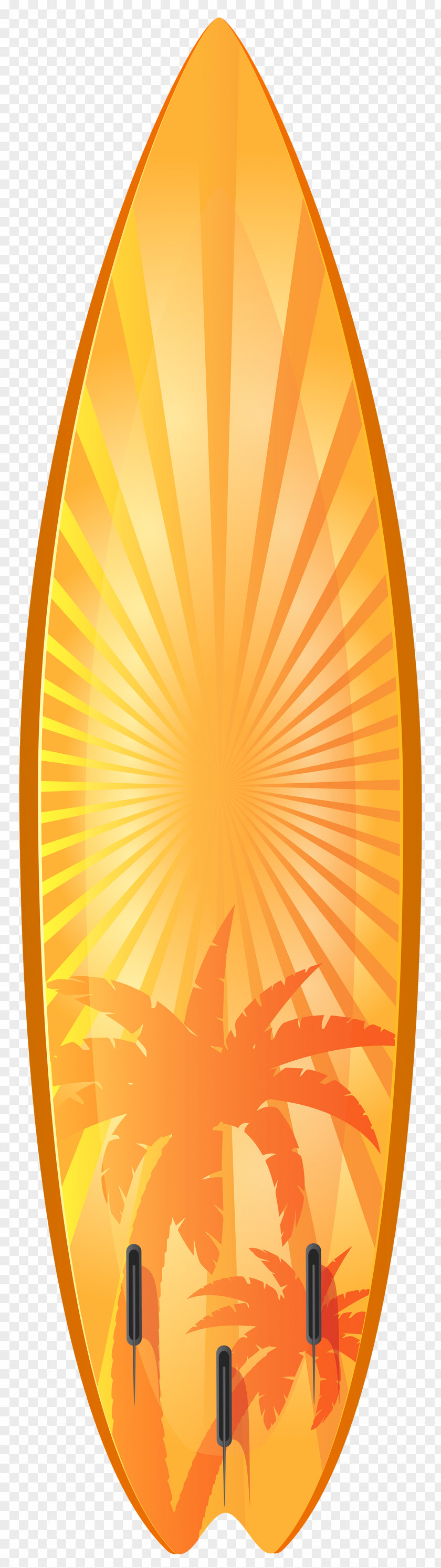 Orange Surfboard With Palm Trees Transparent Clip Art Image Surfing PNG