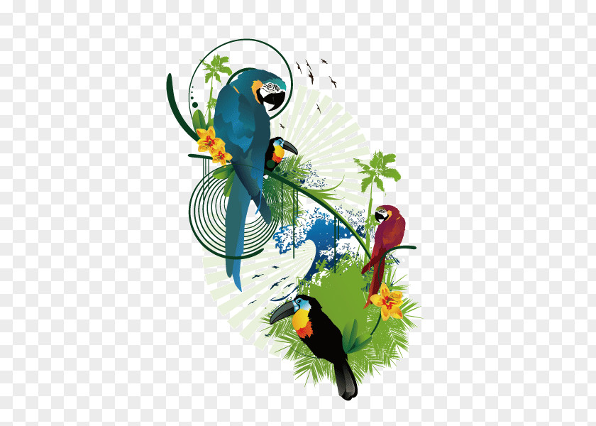 Parrot,Pattern,Leaves,animal,Decorative Pattern Parrot Bird Illustration PNG