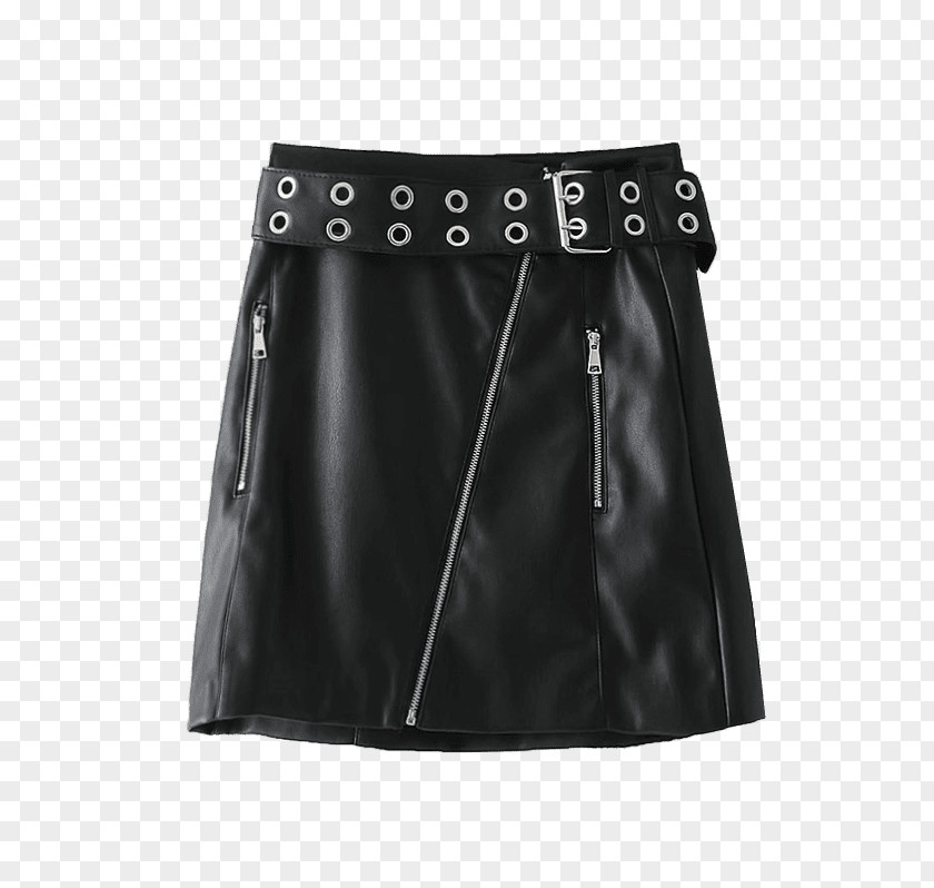 Short Skirt Artificial Leather Textile A-line Bicast PNG