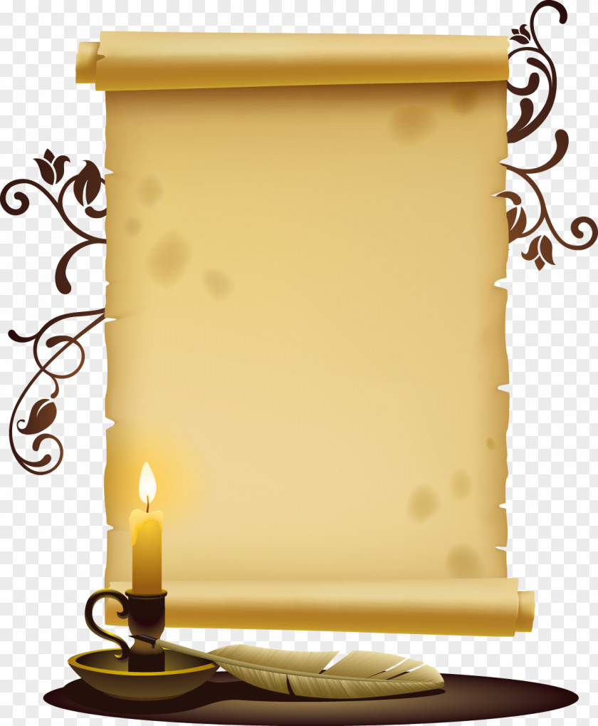 Vector Old Paper And Candle Icon PNG