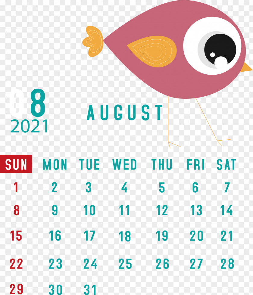August 2021 Calendar PNG
