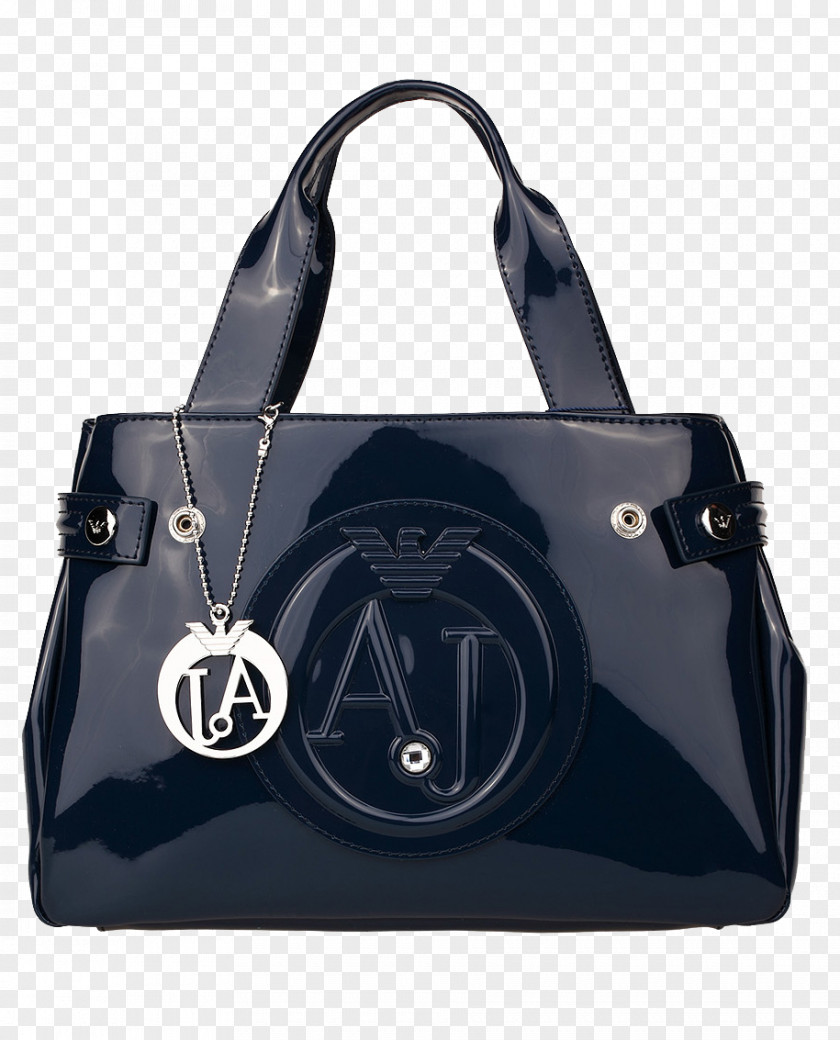 Giorgio Armani Black Patent Leather Bag Tote Designer Handbag PNG