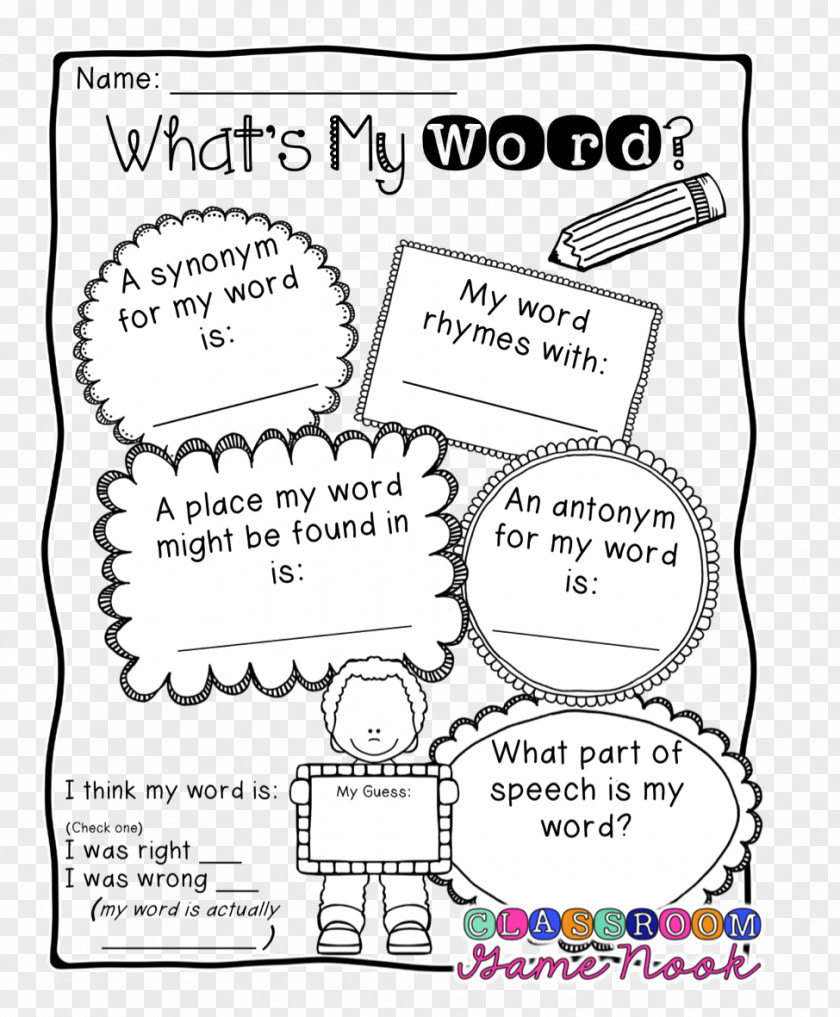 Kid Think Vocabulary Game Student Lesson Word PNG