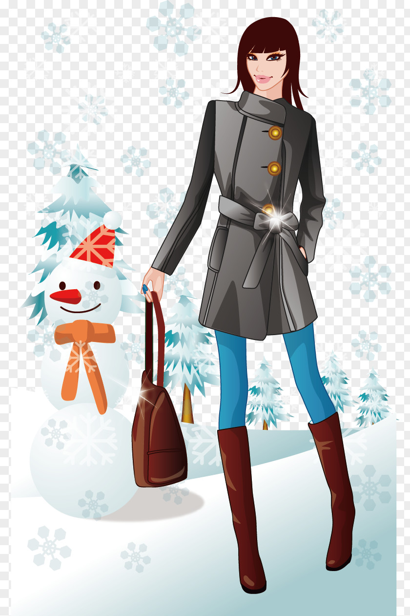 Snowy Winter Snowman Vector Material Clothing Bag Graphic Arts PNG