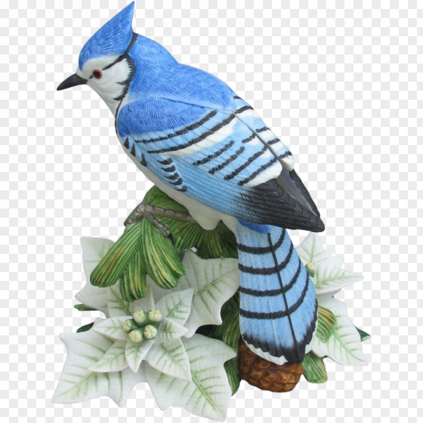 Bird Blue Jay Figurine Porcelain PNG
