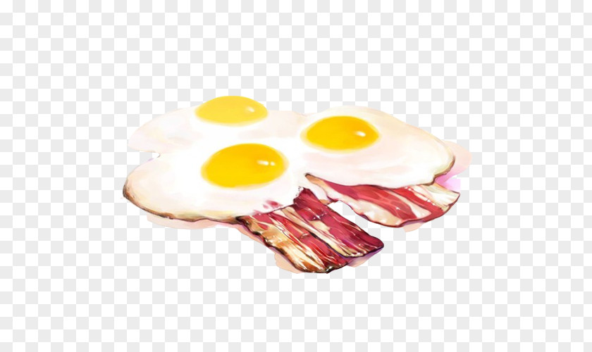 Bacon Egg Hand Painting Material Picture Fried Breakfast Jajangmyeon Food PNG