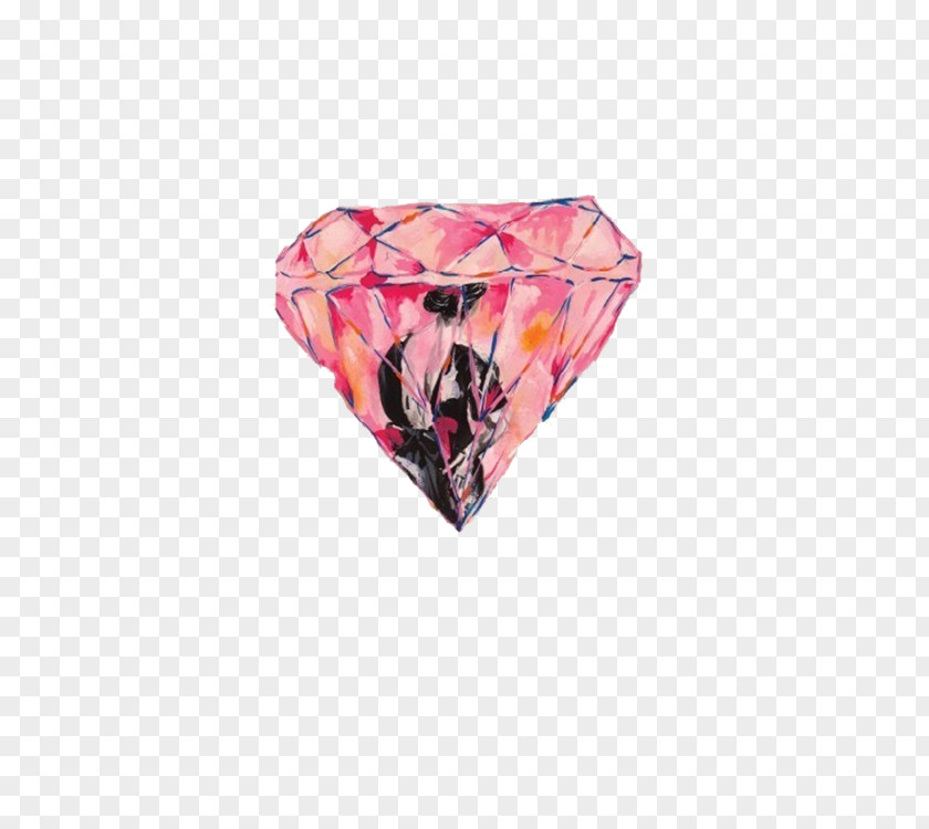 Cartoon Pink Diamond Illustration PNG