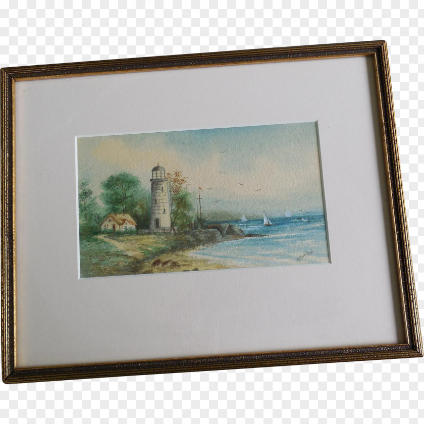 Watercolor Lighthouse Painting Still Life Picture Frames Rectangle Image PNG