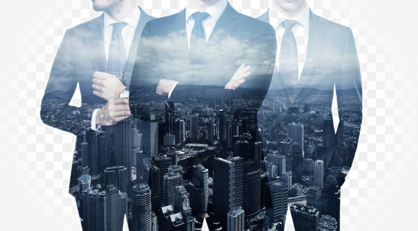Business People And City Views Suit Stock Photography Multiple Exposure PNG